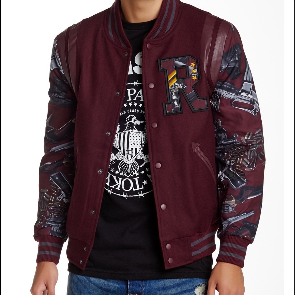 Men’s Varsity Jacket with faux leather trim